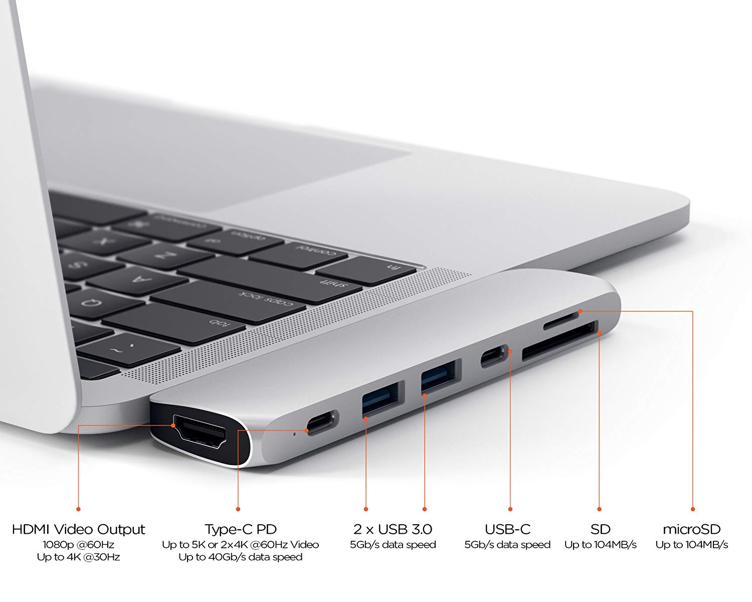 USB-хаб Satechi Aluminium Type-C Pro Hub Adapter Silver для MacBook Pro