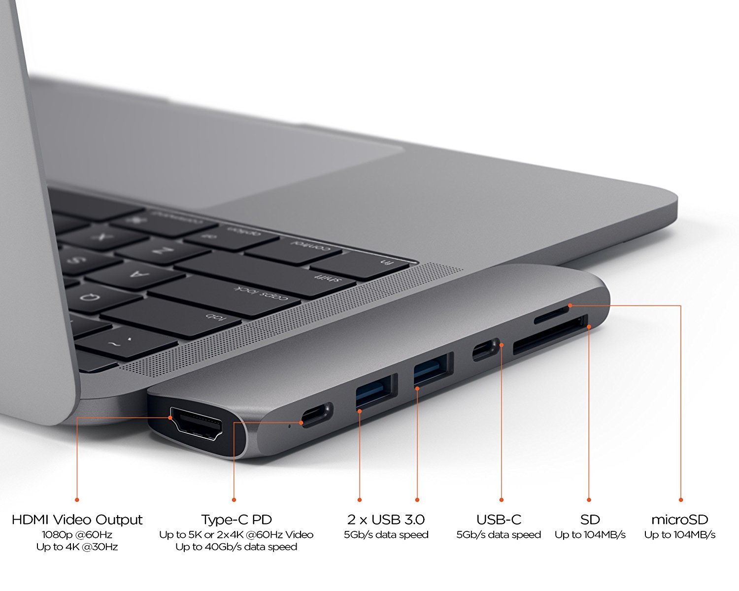 USB-хаб (концентратор) Satechi Aluminium Type-C Pro Hub Adapter Space Gray для MacBook Pro