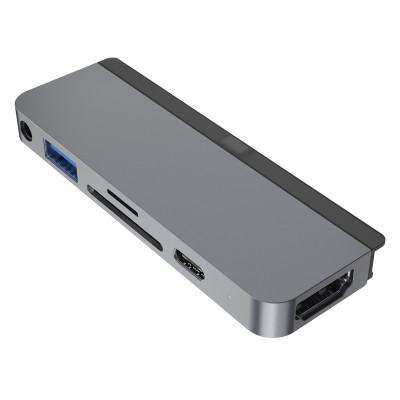 USB-хаб HyperDrive 6-in-1 USB-C Hub Space Gray для iPad Pro / iPad Air  Мульти Хаб • Совместимость: iPad Pro (2020/2019/2018) / iPad Air (2020) • Максимальная нагрузка 60 Вт • Скорость передачи/чтения данных 5Gb/s (USB) / 104MB/s (слот для карт памяти) • Материал: алюминий