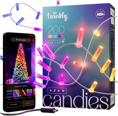 Смарт-гирлянда Twinkly Candies 200 LED / Свечи / Прозрачный провод TWKC200RGB-T