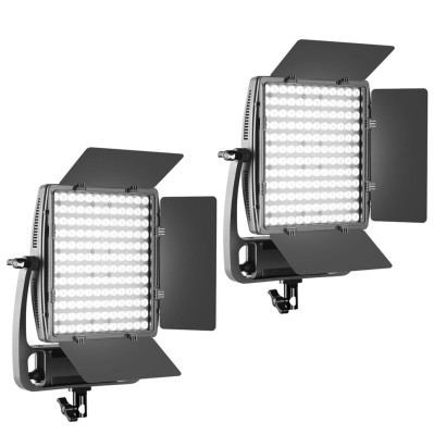 Комплект осветителей GVM LT100S (2шт)  Вид осветителя :	LED панель • Особенности конструкции :	встроенный дисплей, активное охлаждение • Мощность (макс) :	100 Вт • Светодиоды :	144 шт • Диапазон цветовой температуры :	3200 — 5600 • RGB режим :	Нет
