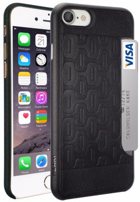 Чехол Ozaki 0.3 + Pocket Black для iPhone 8/7 OC737BK  Прочный и стильный чехол-накладка с дополнительным кармашком для карты для iPhone 8/7