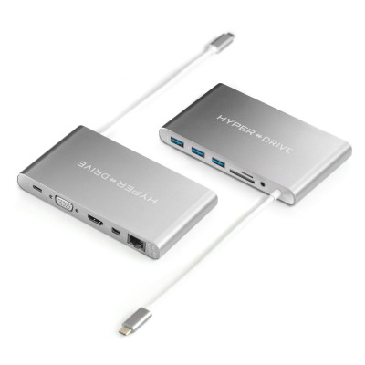 USB-хаб HyperDrive Ultimate USB-C Hub Space Gray для Macbook и других устройств с портом Type-C  Кристально чистый видеовыход 4K HDR + 4K Mini DisplayPort • Быстрый и надежный Ethernet • Быстрая зарядка с помощью USB-C мощностью 60 Вт • Удобные порты расширения