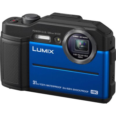 Подводный фотоаппарат Panasonic Lumix DC-FT7 Blue  Подводный (до 30 м) • ударопрочный (до 2 м) • морозостойкий (до -10°C) • пыленепроницаемый •  барометр • альтиметр • 20 Мпикс • зум 4,6х • дисплей 3" • видео FullHD 4K