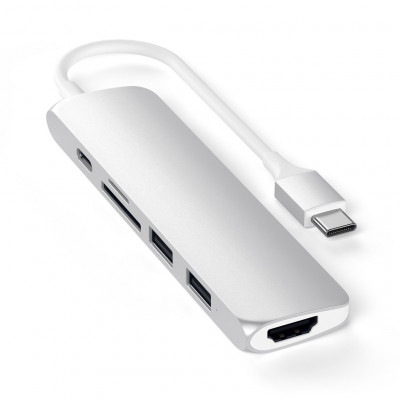 USB-C адаптер Satechi Type-C Slim Multiport Adapter V2, Silver
