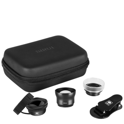 Премиум набор из 3х объективов Sirui 3-Lens Mobile Phone Kit (Wide 18mm, Portrait 60mm, Macro) Black  Комплект качественных линз для смартфонов в удобном кейсе для переноски. 3 универсальных объектива — широкоугольный 18 мм + портретный  60 мм + макро. Новая версия в черном цвете. 