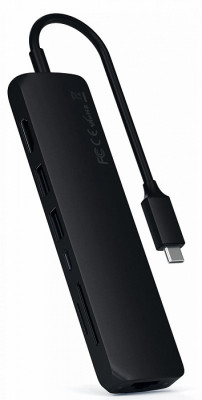 USB-C адаптер Satechi Type-C Slim Multiport with Ethernet Adapter, Black  Алюминиевый корпус • Широкий набор интерфейсов • Разъем HDMI с поддержкой 4K • Гигабитный порт Ethernet • Встроенный кабель USB-C