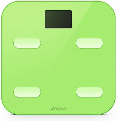 Умные весы YUNMAI color, зеленые  Информативный LCD-дисплей • Высокопрочное закаленное стекло • Диагностирование 10 показателей тела • Сохранение персональных данных для 16 пользователей • Bluetooth-подключение • Тонкий корпус, малый размер