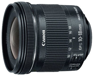 Объектив Canon EF-S 10-18 mm f/4.5-5.6 IS STM  Стандартный объектив с постоянным ФР • Крепление Canon EF и EF-S • Автоматическая фокусировка
минимальное расстояние фокусировки 0.85 м • Размеры (DхL): 75x71.5 мм