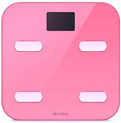 Умные весы YUNMAI color, розовые  Информативный LCD-дисплей • Высокопрочное закаленное стекло • Диагностирование 10 показателей тела • Сохранение персональных данных для 16 пользователей • Bluetooth-подключение • Тонкий корпус, малый размер