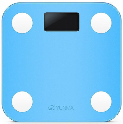 Умные весы YUNMAI mini, голубые  Информативный LCD-дисплей • Высокопрочное закаленное стекло • Диагностирование 10 показателей тела • Сохранение персональных данных для 16 пользователей • Bluetooth-подключение • Тонкий корпус, малый размер