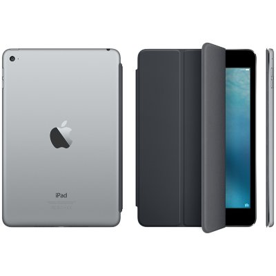 Оригинальный чехол-обложка Apple Smart Cover Charcoal Gray для iPad mini 4  Оригинальный чехол-обложка Apple Smart Cover • Трансформируется в подставку • Вход и выход из режима сна • Полиуретан • Для Apple iPad mini 4