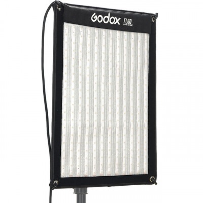 Гибкий осветитель Godox FL60  • Вид осветителя: гибкая LED панель • Цветовая температура: 3300 — 5600 • RGB режим: Нет • Питание: сетевой адаптер, АА х2 • Мощность (макс): 60 Вт • Особенности конструкции: встроенный дисплей • Дополнительные функции: дистанционное управление, управление через приложение