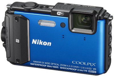 Подводный фотоаппарат Nikon Coolpix AW130 Blue  Подводный (до 30 м) • ударопрочный (2 м) • морозостойкий • пыленепроницаемый • GPS • Wi-Fi • 16 Мпикс • зум 5х • дисплей 3" • видео FullHD 1080p