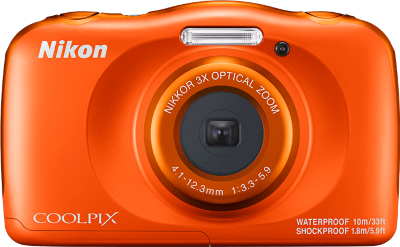 Подводный фотоаппарат Nikon Coolpix W150 Orange  Водонепроницаемая • Ударопрочная • Морозостойкая • Пылезащищенная • 3-х кратный зум и КМОП матрица •  Расцветки на любой вкус