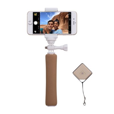 Селфи-монопод Momax Selfie mini KMS2 Gold с пультом Bluetooth  Длина монопода: от 16 до 46 см • угол регулировки крепления: 720 градусов • Bluetooth-пульт • Трехсекционная складная конструкция