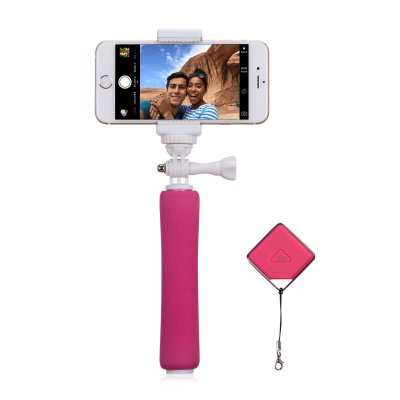 Селфи-монопод Momax Selfie mini KMS2 Pink с пультом Bluetooth  Длина монопода: от 16 до 46 см • угол регулировки крепления: 720 градусов • Bluetooth-пульт • Трехсекционная складная конструкция
