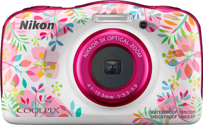 Подводный фотоаппарат Nikon Coolpix W150 Flower  Водонепроницаемая • Ударопрочная • Морозостойкая • Пылезащищенная • 3-х кратный зум и КМОП матрица •  Расцветки на любой вкус