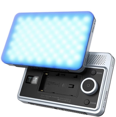 Осветитель Viltrox Sprite 15C RGB  Вид осветителя :	LED панель • Особенности конструкции :	встроенный дисплей • Мощность (макс) :	15 Вт • Светодиоды :	225 шт • Цветовая температура :	2800 — 6800 • RGB режим :	Да • Питание :	сетевой адаптер, NP-F • Дополнительные функции :	управление через приложение • Имеет крепление :	1/4"