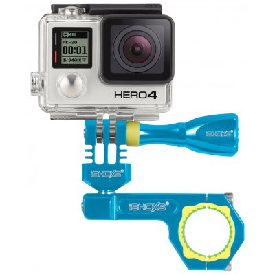 Профессиональное крепление для GoPro на рули и трубы iSHOXS Bullbar Blue (19-23 мм)  Ультрапрочная конструкция • устанавливается на трубы или рамы диаметров от 1.9 до 2.3 см • гарантия 5 лет — сделано в Германии • подходит для всех камер GoPro