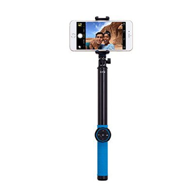 Селфи-монопод + штатив MOMAX Selfie Hero Selfie Pod 150cm KMS8 Blue  Самый длинный монопод — 150см • Подарочный набор из монопода для селфи и мини-штатива • Пристяжная Bluetooth-кнопка • Чехол в комплекте