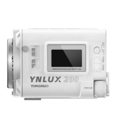 Осветитель YongNuo YNLUX200 2700-6500K Белый  Вид осветителя :	моноблок • Особенности конструкции :	встроенный дисплей, активное охлаждение • Мощность (макс) :	2000 Вт • Цветовая температура :	2700 — 6500 • RGB режим :	Нет • Питание :	сетевой адаптер, NP-F х2, V-mount