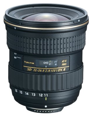 Объектив Tokina 11-16mm f/2.8 AT-X PRO DX II для Canon  Широкоугольный Zoom-объектив • Крепление Canon EF-S • 11 - 16 мм, F2.80 • Для неполнокадровых фотоаппаратов • Автоматическая фокусировка • Минимальное расстояние фокусировки 0.3 м