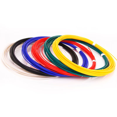 Набор PLA-пластика 1.75мм для 3D-ручек — 6 цветов по 10 метров  Набор PLA-пластика • 6 цветов по 10 метров • Толщина 1.75мм • Белый, черный, синий, зеленый, желтый, красный • Не выделяет запаха при плавлении