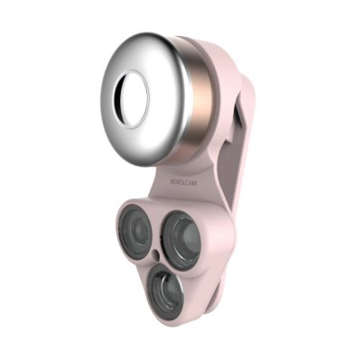 Объектив для смартфона с подсветкой ShiftCam RevolCam 3 in 1 Fisheye + Macro 15X + Super-Wide Pink  Уникальная конструкция для быстрой смены линз. Световое кольцо с плавной регулировкой яркости и селфи-зеркалом с обратной стороны. Три объектива в комплекте — фишай, макро 15х и супер-широкоугольный. Подарочная упаковка!