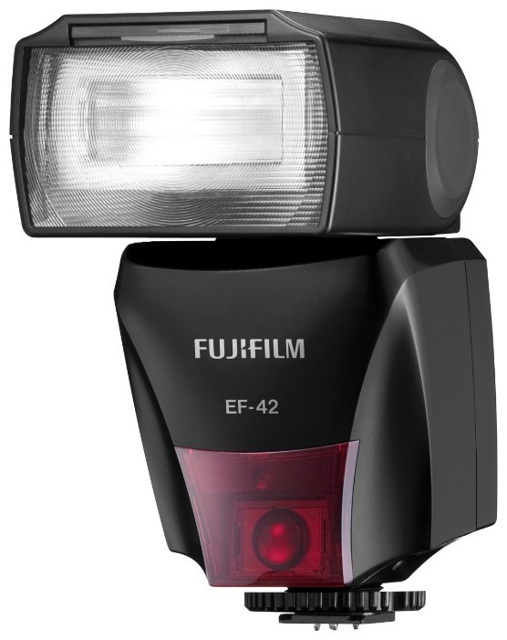Вспышка FujiFilm EF-42 TTL Flash  Универсальная вспышка • Ведущее число: 42 м (ISO 100) • Поддержка режимов TTL • Поворотная головка
выбор угла освещения: авто • Вес: 260 г
