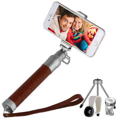 Премиум селфи-монопод с объективом и штативом Coteetci Selfie Stick Aluminmum Self-Stick Silver (CS5107-TS)