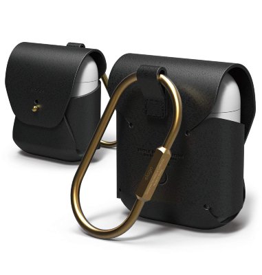 Кожаный чехол для AirPods Elago Genuine Cow Leather Case Black