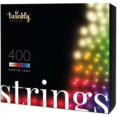 Смарт-гирлянда Twinkly Strings Special Edition 400 LED с Wi-Fi и Bluetooth (TWS400SPP-BEU)  Большое количество лампочек (400 штук) • RGB-палитра (16 миллионов цветов) • Поддержка iOS и Android • Дистанционное управление • Высокая энергоэффективность • Мобильное приложение