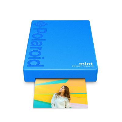 Портативный принтер Polaroid Mint Blue  Портативный принтер • iOS и Android • Полноцветные снимки на бумаге формата 2x3 дюйма • Заряда аккумулятора хватает примерно на пятьдесят отпечатков.