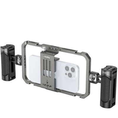 Клетка для смартфона SmallRig 4121 Video Kit Basic (2022)   • Устройство:	смартфон (универсальный) • Ширина захвата:	57 — 90 мм • Материал:	алюминий, пластик, силикон • Крепление "мама":	1/4", Cold Shoe
