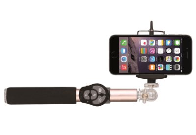 Селфи-монопод Hoox Selfie Stick 810 Series Gold с пристяжным пультом Bluetooth  Длина 90 см • Подключение с помощью пристяжного пульта Bluetooth • Максимальная нагрузка 1 кг