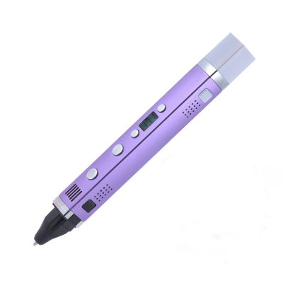 Алюминиевая 3D ручка MyRiwell RP100C Purple с LCD-дисплеем и USB-зарядкой  Новый легкий и удобный корпус из сплава алюминия • LCD-дисплей • Работает от USB • Заправляется ABS и PLA-пластиком • Регулировка температуры и 4 скорости подачи • Керамический наконечник • Вес 55 г