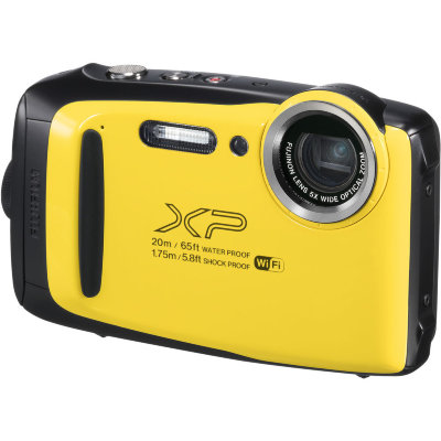 Подводный фотоаппарат Fujifilm FinePix XP130 Yellow  Подводный (до 20 м) • Ударопрочный (до 1.75 м) • Морозостойкий (до -10°C) • Пыленепроницаемый • Wi-Fi • Bluetooth • 16,4 Мпикс • Зум 5х • Дисплей 3" • Видео FullHD 1080p