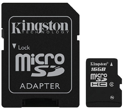 Карта памяти Kingston microSDHC 16 Gb Class 10 + Adapter