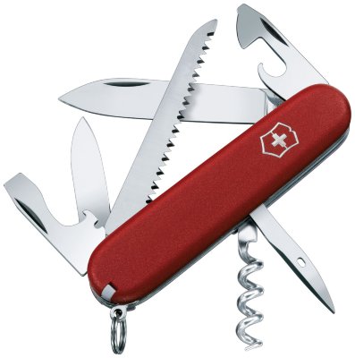 Нож Victorinox Camper 1.3613 Red  Большое лезвие • Консервный нож • Штопор • Кольцо для ключей • Пинцет • Зубочистка • Открывалка • Шило, кернер