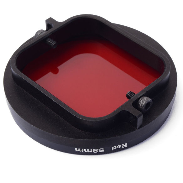 Красный фильтр для GoPro HERO3 с адаптером для любых фильтров 58мм  Красный фильтр с рамкой-переходником на 58мм • убирает зеленый тон • придает естественные цвета • для тропической и голубой воды • для боксов GoPro HERO3