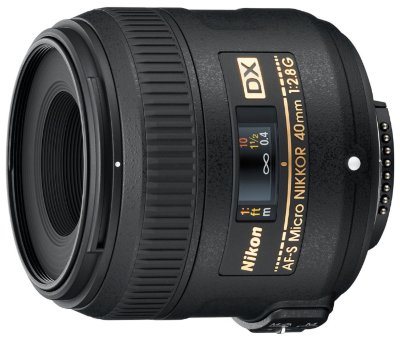 Объектив Nikon AF-S DX Micro NIKKOR 40 мм f/2.8G  Макрообъектив с постоянным ФР • Крепление Nikon F, без встроенного мотора • Автоматическая фокусировка • Минимальное расстояние фокусировки 0.163 м