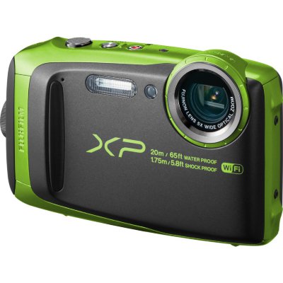 Подводный фотоаппарат Fujifilm FinePix XP120 Lime  Подводный (до 20 м) • Ударопрочный (до 1.75 м) • Морозостойкий (до -10°C) • Пыленепроницаемый • Wi-Fi • 16,4 Мпикс • Зум 5х • Дисплей 3" • Видео FullHD 1080p