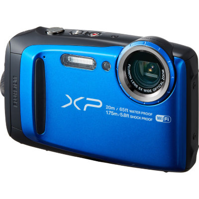 Подводный фотоаппарат Fujifilm FinePix XP120 Blue  Подводный (до 20 м) • Ударопрочный (до 1.75 м) • Морозостойкий (до -10°C) • Пыленепроницаемый • Wi-Fi • 16,4 Мпикс • Зум 5х • Дисплей 3" • Видео FullHD 1080p
