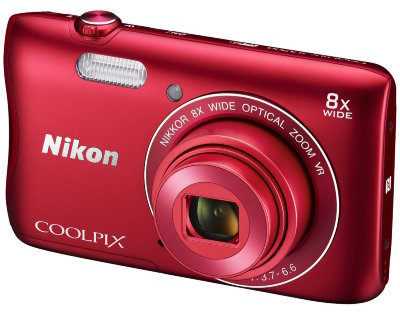 Цифровой фотоаппарат Nikon Coolpix S3700 Red  Матрица 20.1 МП (1/2.3") • Оптический зум 8x • Экран 2.7" • Wi-Fi