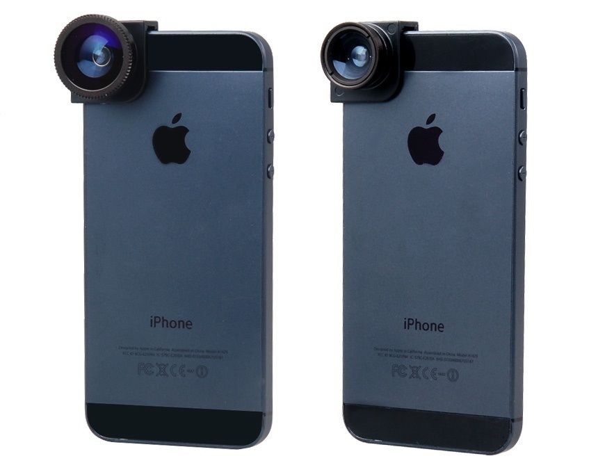 Объектив для iPhone 5/5S 3 в 1 Black — фишай, широкоугольный и макро 