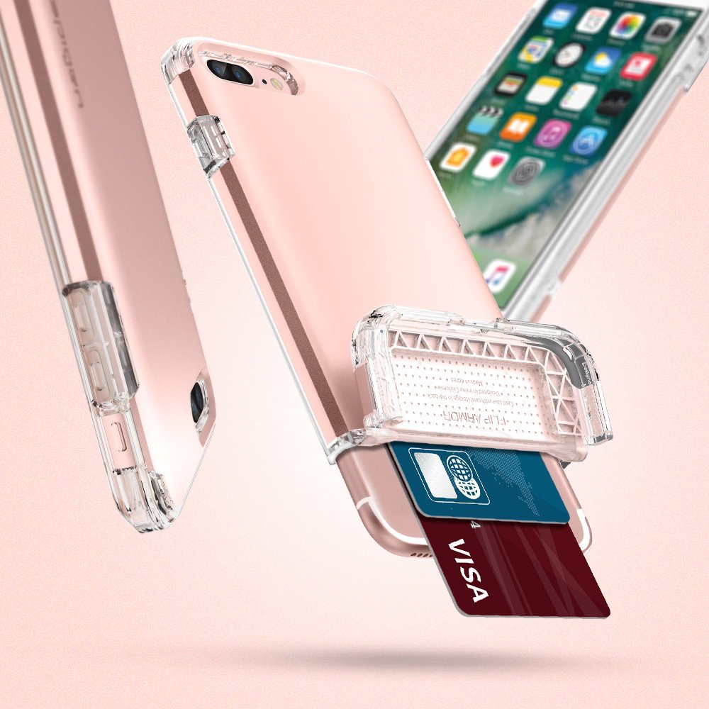 Чехол-визитница Spigen для iPhone 8/7 Plus Flip Armor Rose Gold 043CS20821