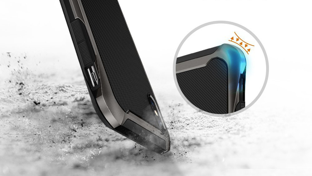Противоударный чехол Spigen Reventon Gunmetal + закаленное стекло для iPhone X (057CS22178)