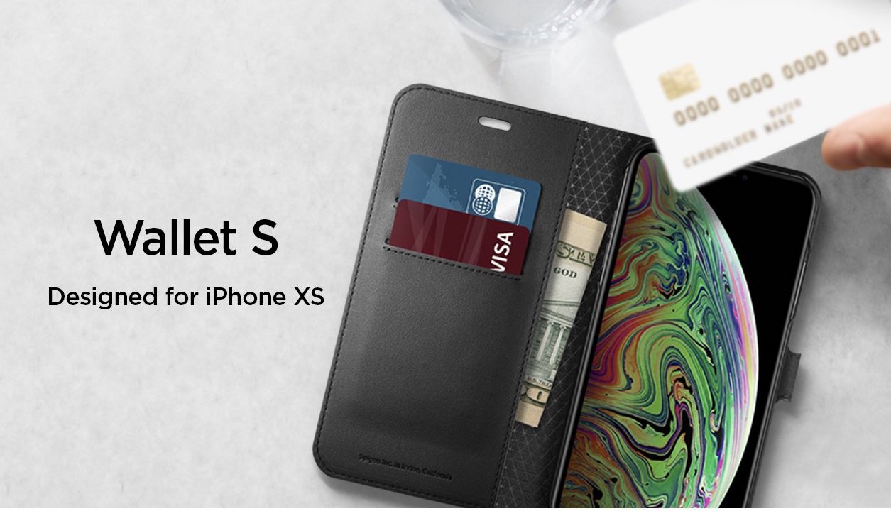 Чехол-портмоне Spigen для iPhone XS/X Wallet S Black 063CS25120