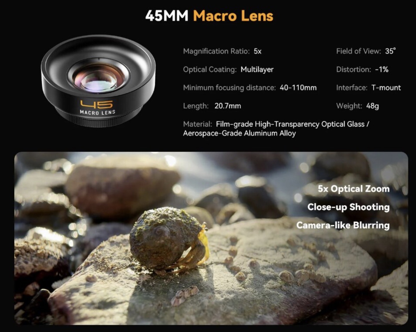 Объектив Fotorgear Pro II 45mm Macro для смартфона